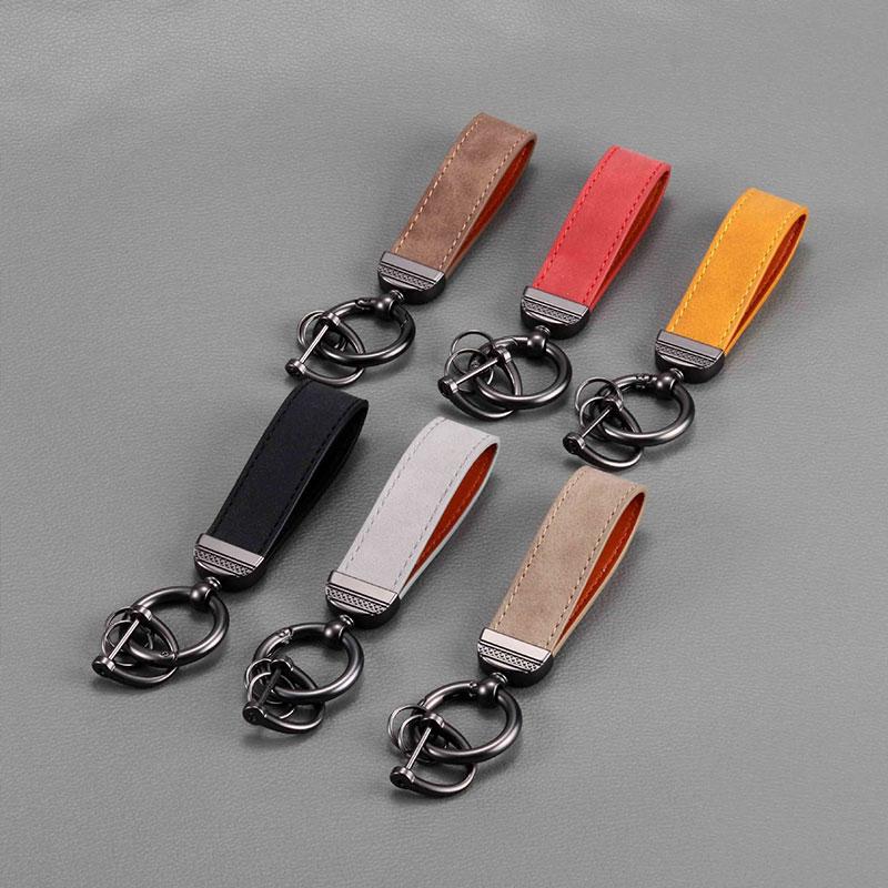 Product Introduction of Luxury Matte Leather Keychain Top-end Business Gift For Man Good Quality Black Brown PU Leather Car Key Keyholder Key Chain 14