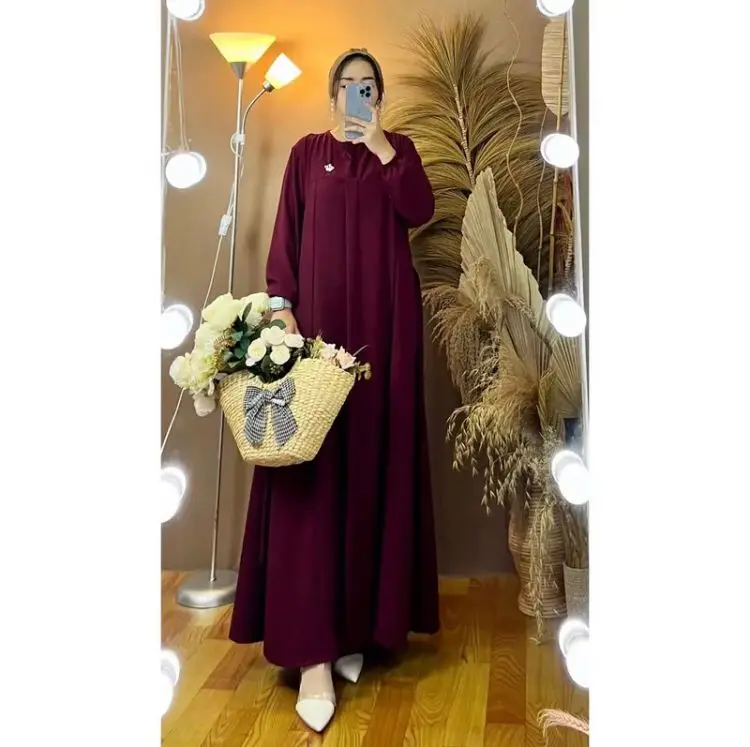 Kayla Dress Cringkle Airflow + Bross / Dress Fashion Muslim / Gamis Elegan Simple Polos Crinkle Mewah Wanita