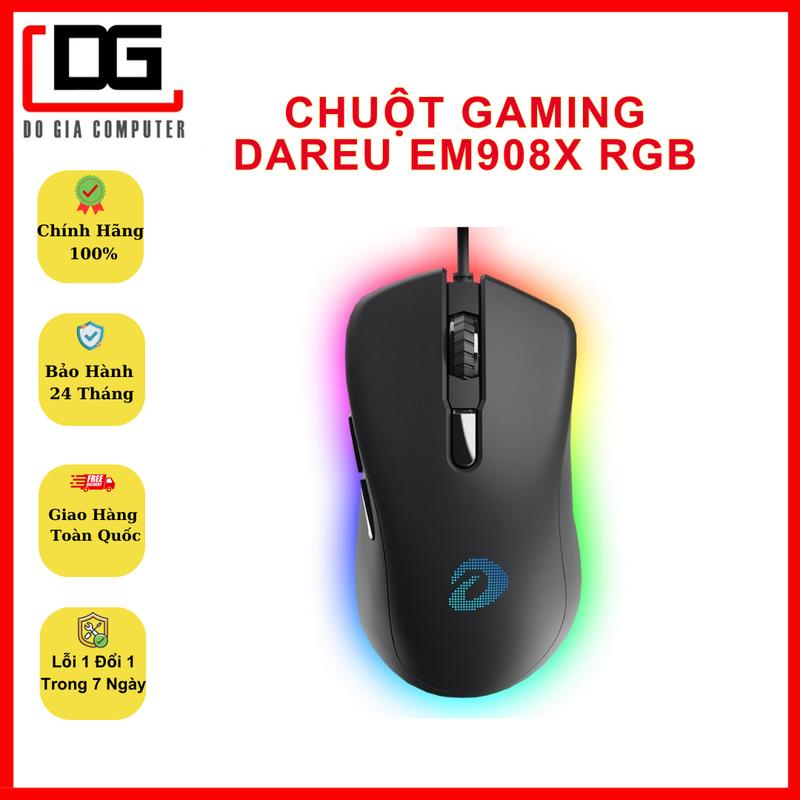 Chuột Gaming DareU EM908X RGB, Nút Bấm Quang Học Siêu Bền, Bảo Hành 2 Năm