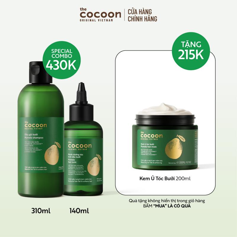 SPECIAL COMBO gội bưởi + nước dưỡng tóc tinh dầu bưởi tặng Kem ủ tóc bưởi Cocoon 200ml