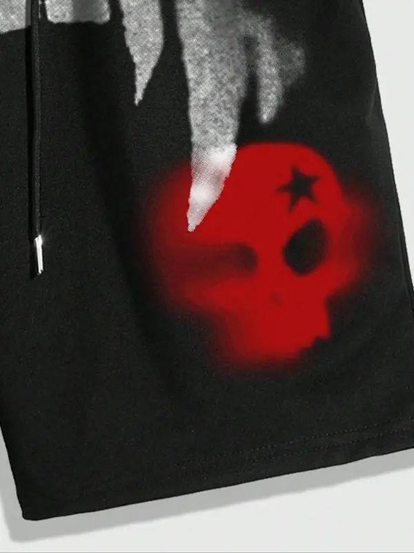 Men's Regular Fit Cartoon Skull Print Shorts, Casual Comfy Breathable Shorts for Summer, Men's Bottoms for Daily Wear 4