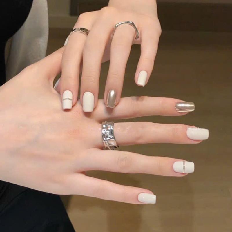 NAIL__XINH MÃ Đ341 MÀU TRẮNG SỮA PHỐI MÀU NAIL BOX MÃ Đ341