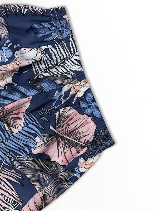 Women's Tropical Print Elastic Waist Harem  Pj Sleep Pants, Casual Comfy Loungewear Pants for Daily Outdoor Wear, Women Sleep Bottoms for Summer Spring Fall 2