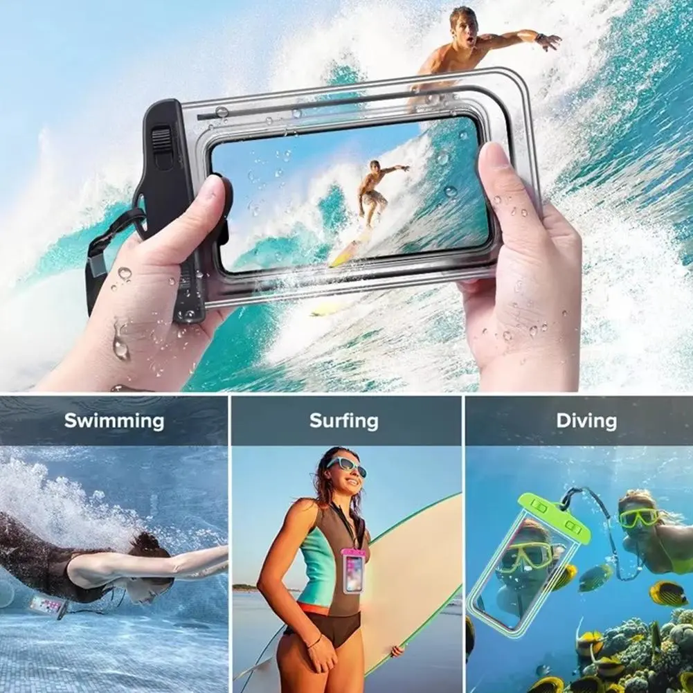 Transparent Waterproof Phone Case Touch Screen Under 7.0 Inches Mobile Phone Cover With Lanyard Phone Sealed Bag Swimming&Diving ORI8193