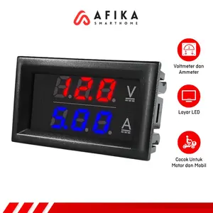Pengukur Tegangan Aki Motor Mobil Voltmeter Ammeter LED GN-0117