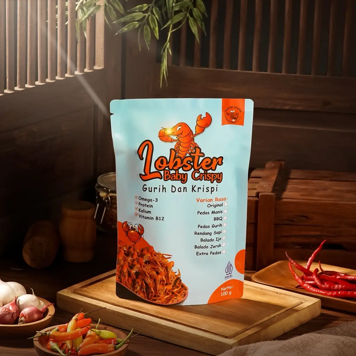 Lobster air tawar krispi 100 gram Cemilan Crispy Pedas