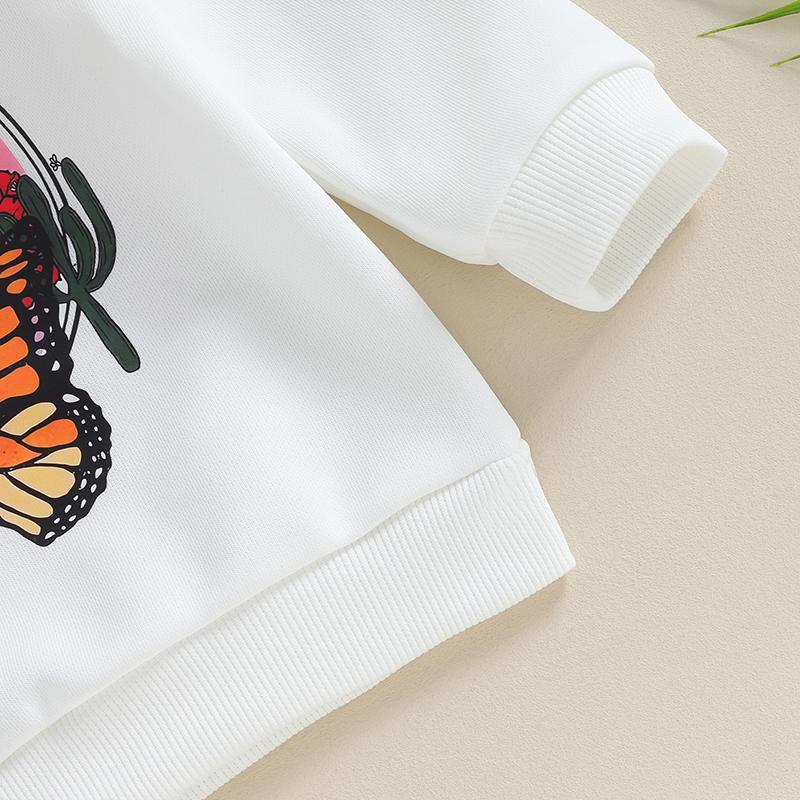Product Introduction of Toddler Girls Boys Sweatshirts Baby Clothes Letter Butterfly Print Crew Neck Long Sleeve Infant Pullovers Fall Tops 35