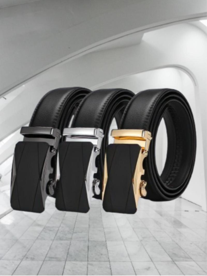 Product Introduction of Men's Minimalist Casual Plain Color Automatic Buckle Belt, Fashion PU Leather Belt for Business & Leisure, Trendy All-match & Exquisite Belt for Birthday Gift 2