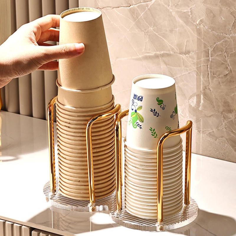 Acrylic Disposable Cup Holder Storage Shelf Water Tea Cups Dispenser Storage Rack For Home & Office 6