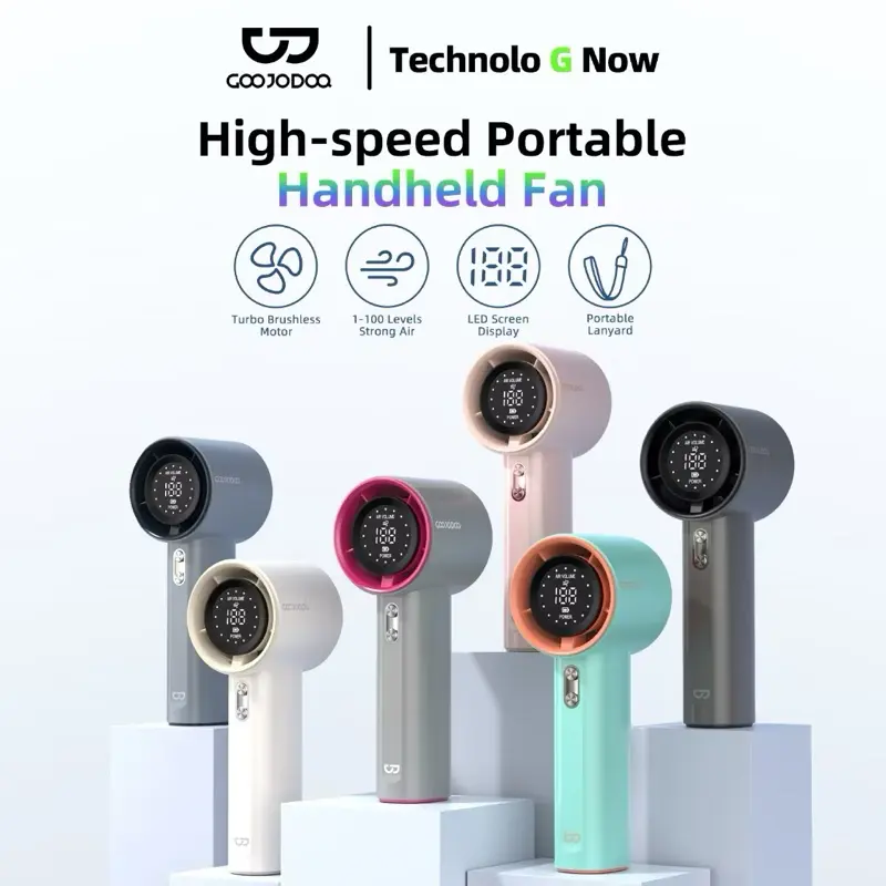 Quạt mini Goojodoq có màn hình kỹ thuật số LED - Thiết kế nhỏ gọn, Cánh quạt êm ái, Pin sạc dung lượng cao - Fan, QuạT