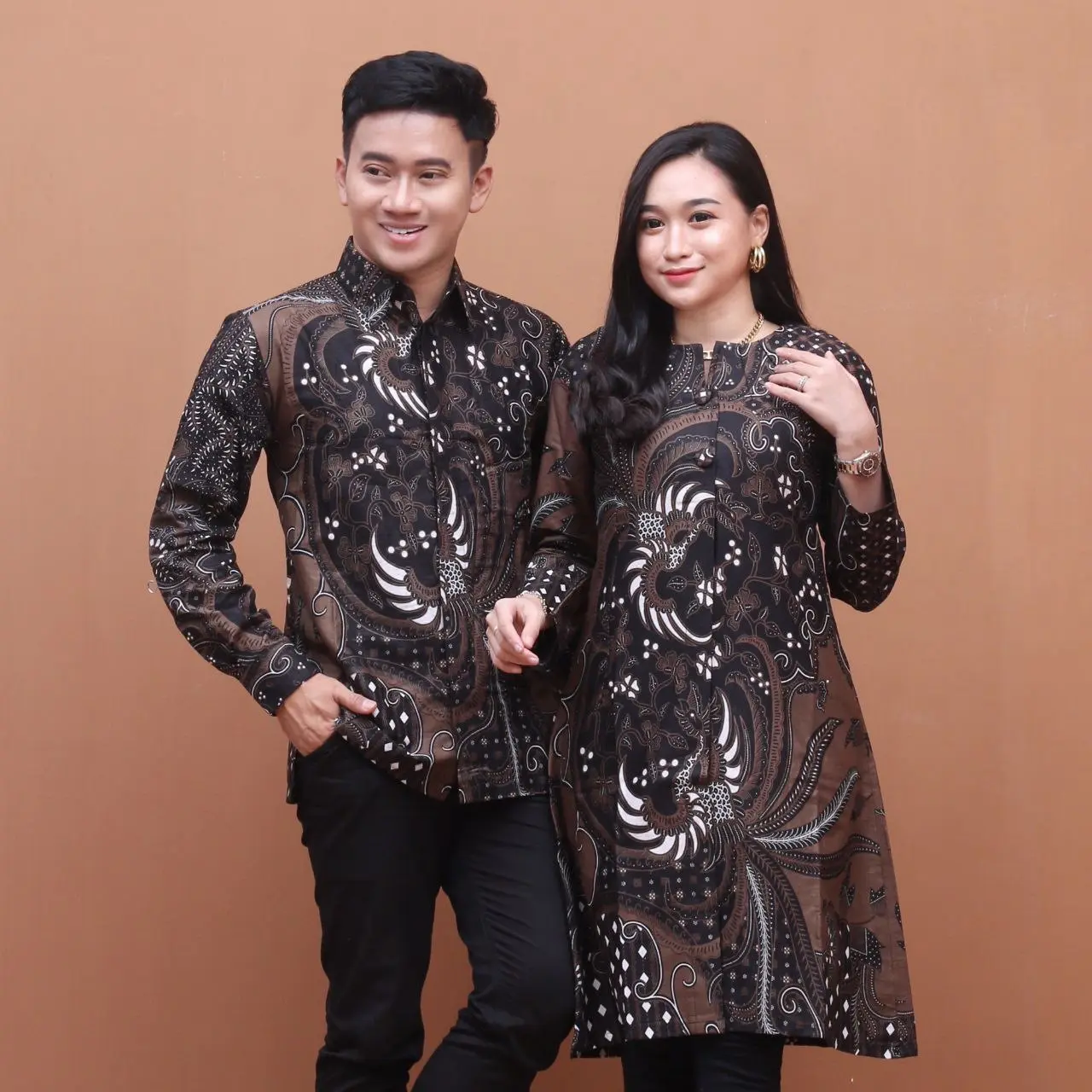 Atasan Tunik Wajita Batik Couple Kemeja Batik Pria Lengan Panjang - Motif Lemah Teles Baju Katun Seragam Keluarga