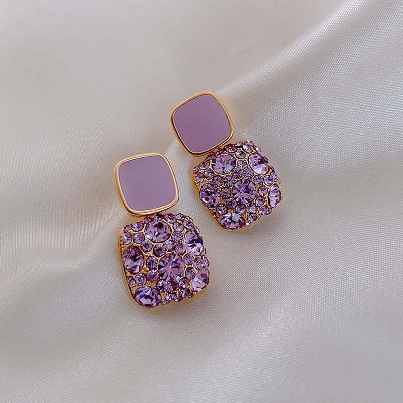 Product Introduction of Vintage Black Crystal Square Earrings Fashion Statement Rhinestone Drop Earrings for Women Wedding Jewelry Personality Gifts 19