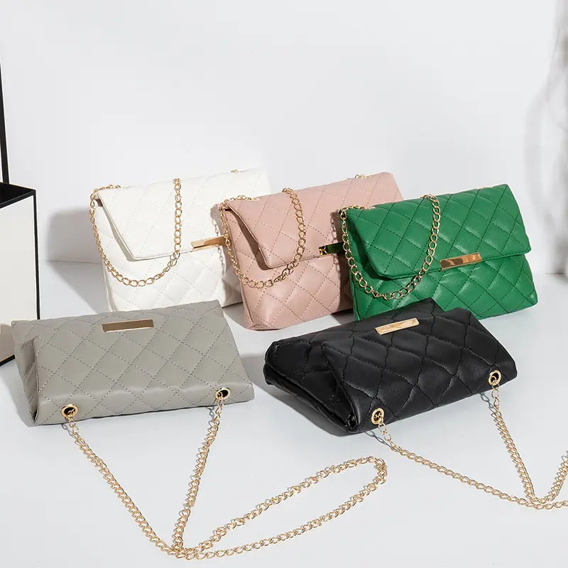 Korean Style Diamond Pattern Bag Women's Bag New Bag Embroidered Small Square Bag Chain Messenger Bag Women's Wallet