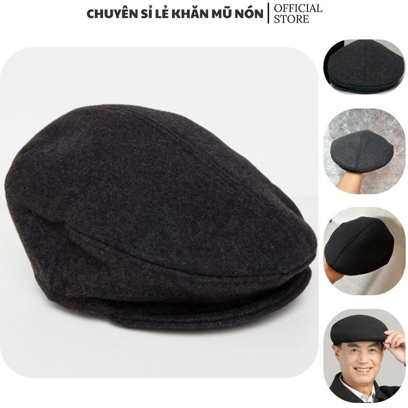  Mũ beret nam trung niên mũ mỏ vịt dành cho người già làm bằng chất liệu dạ nỉ 
