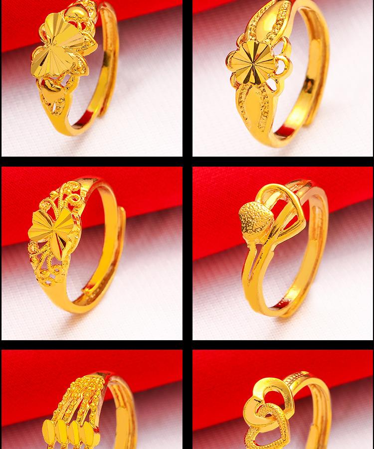 Product Introduction of Fashion Ladies 24K Simulated Gold Jewelry Ladies Rose Ring Elegant Ladies Lucky 3
