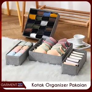 Kotak Penyimpanan Serbaguna Organizer Kain Sekat Laci Lemari Tempat Penyimpanan Celana Dalam Kaos Kaki Jilbab