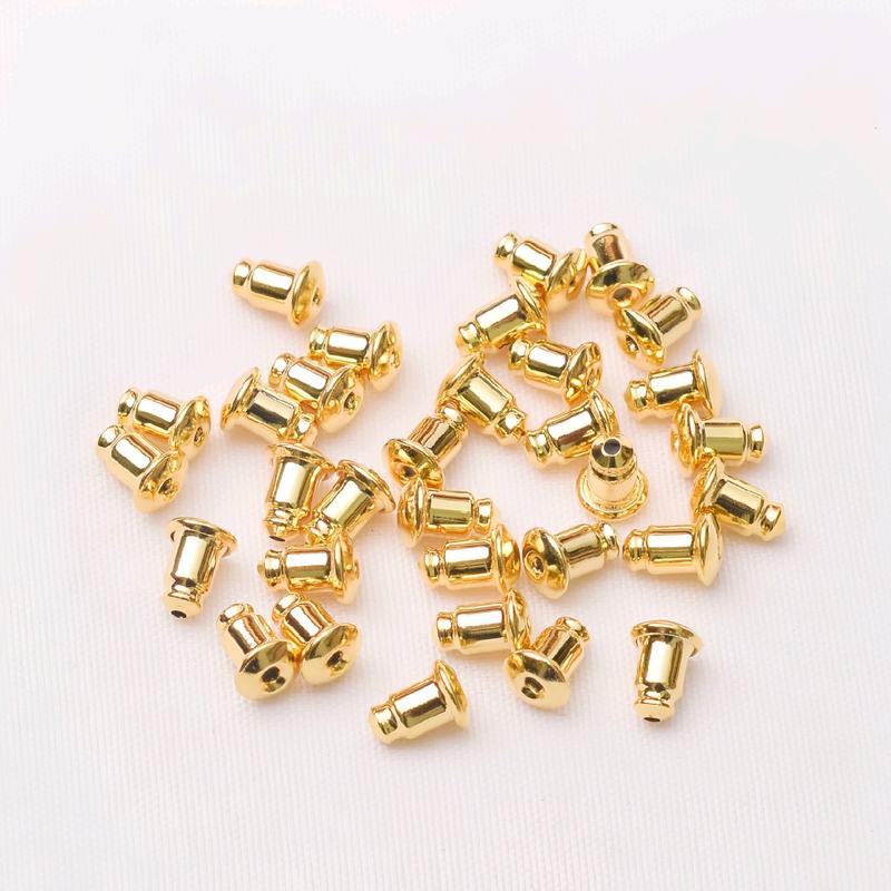 Chốt Khuyên Tai Cao Cấp Mạ Vàng 18K, Nút Kim Loại Bền Màu Chống Rơi