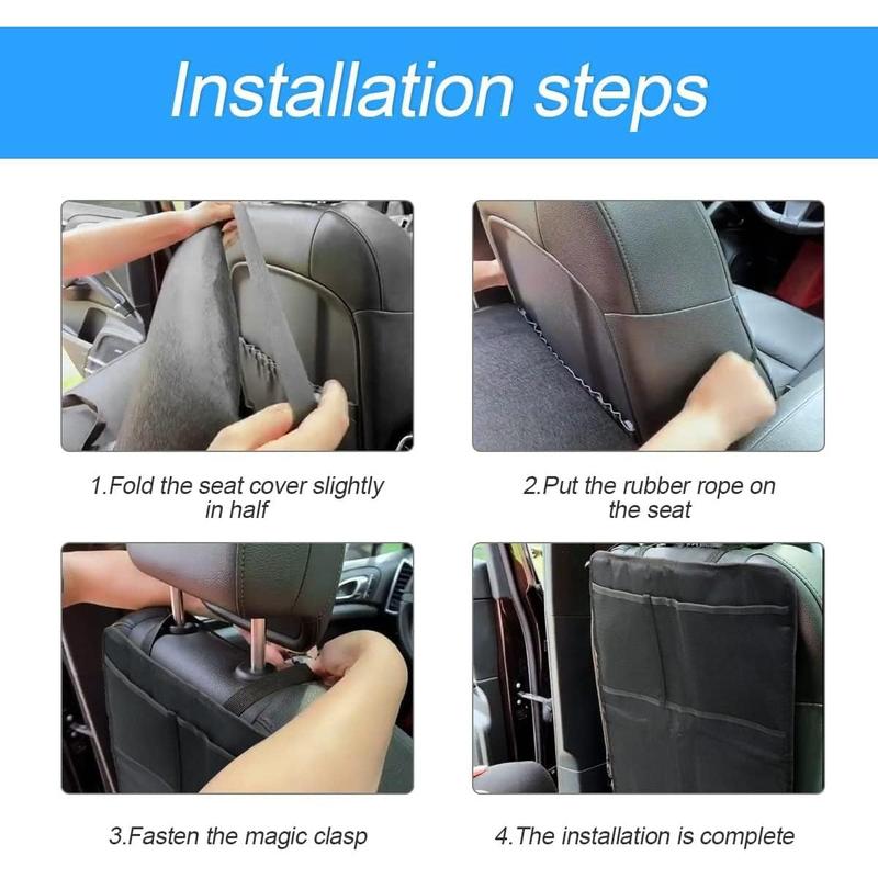 TikTok Shop Heavy Duty Kick Mat for Car 2 Pack Car Seat Back Protectors Upgraded Waterproof Fabric Car Back Seat Cover for Kids Pets with 3 Reinforced Mesh Storage Pockets