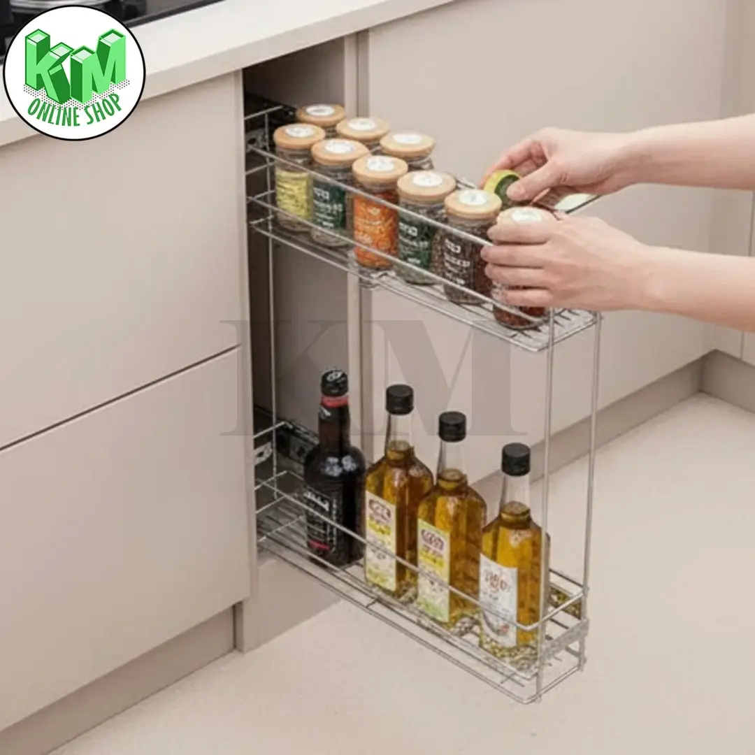 Rak Botol Tarik Rel Samping 2 Susun Bumbu Gelas Dapur Kitchen - Shop ...