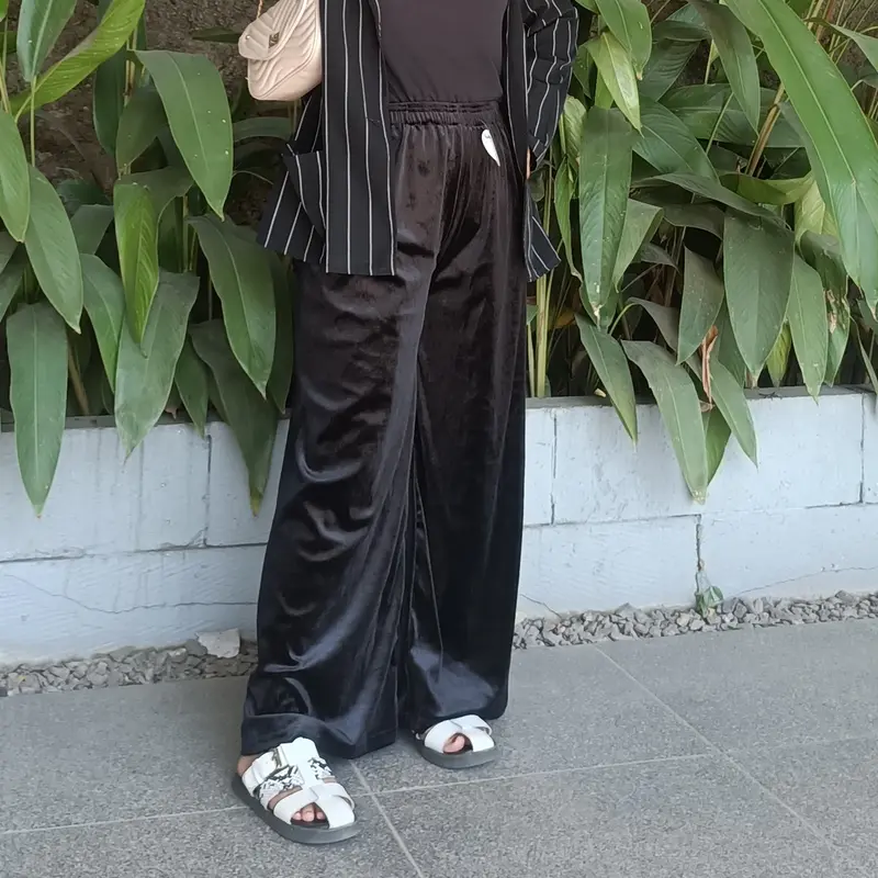 Celana Corduroy wanita  Celana Panjang Wanita Korean Style Loose High Waist Dewasa 5
