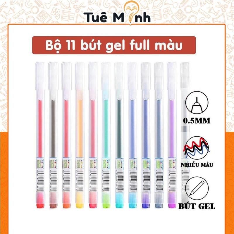 Bộ 11 bút gel full màu Resun nét 0.5mm đầu kim B18 Cyansnail Xingmai