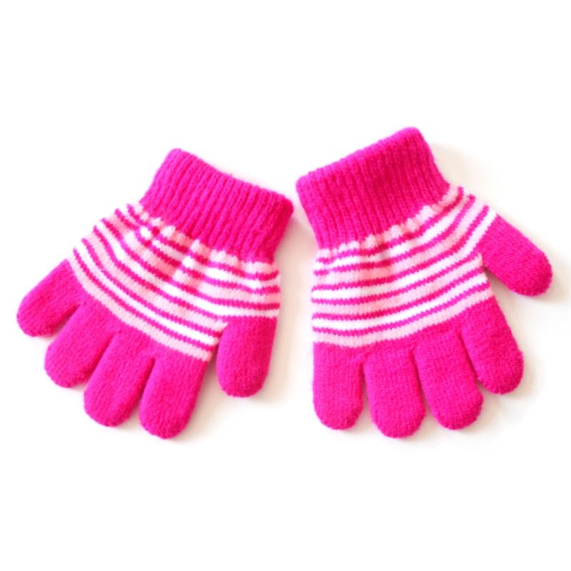 Children Full Finger Gloves Stripe Gloves Mittens Age1-5 Toddler Knitted Winter Gloves Outdoor Sport Gloves for Boy Girl 8