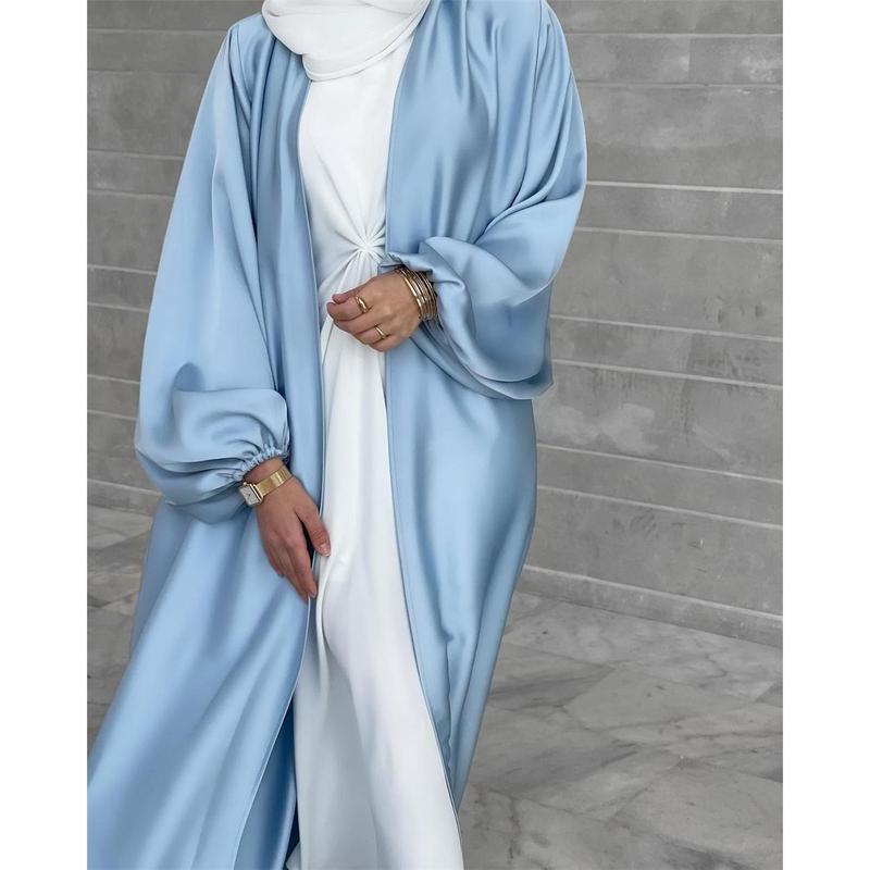 Trang Phục Hồi Giáo Châu Âu Và Mỹ Cho Phụ Nữ, Váy Tay Phồng, Áo Cardigan Satin Trung Đông, Áo Choàng Hồi Giáo, Abaya 2