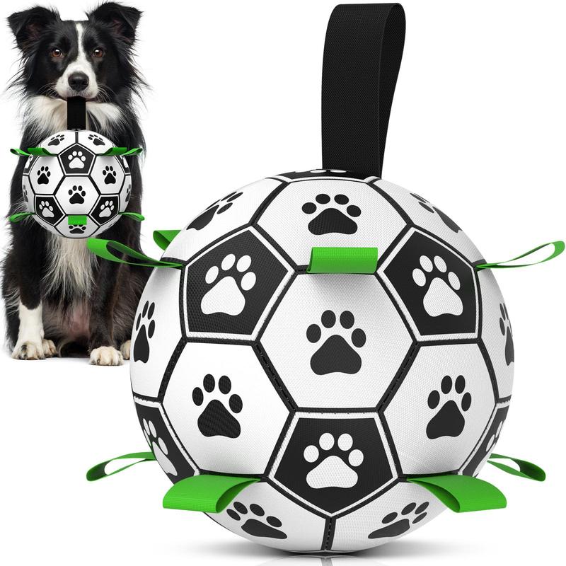 Gift for Pets, Paw Pattern Football Pet Toy Summer Gift, Indoor & Outdoor Pet Play Supply with Nylon Strap & Hand Pump, Creative Dog Chewing Ball Toy for Teeth Cleaning 0