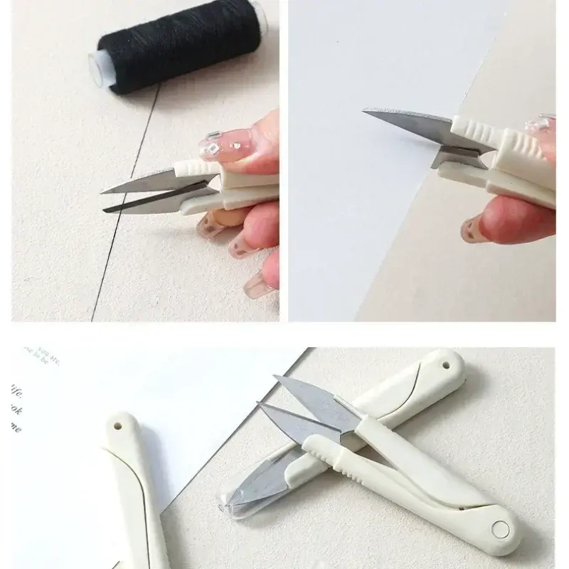 Stainless Steel Spring Scissors with Cover Portable Thread Head Fish Thread Sewing Scissors Cross-stitch Tailor's Scissors