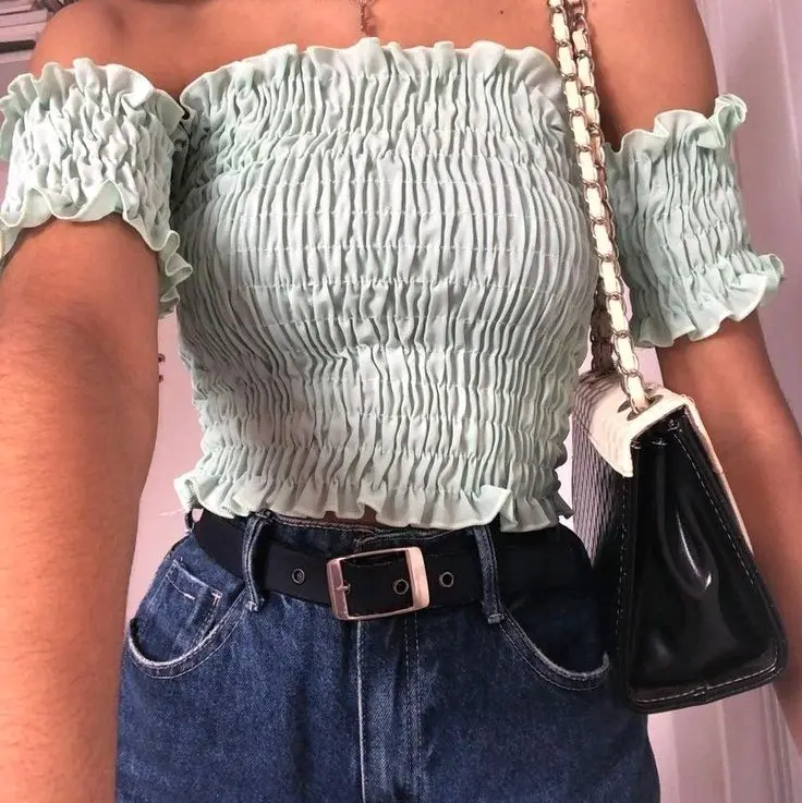 Crop top Sabrina Kerut part 1 Atasan Wanita 4