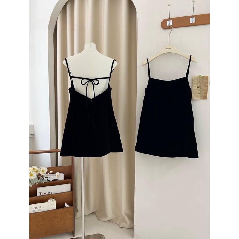 CHAN BIGSIZE 55-80kg Áo 2 dây babydoll hở lưng cột nơ ullzzang bigsize