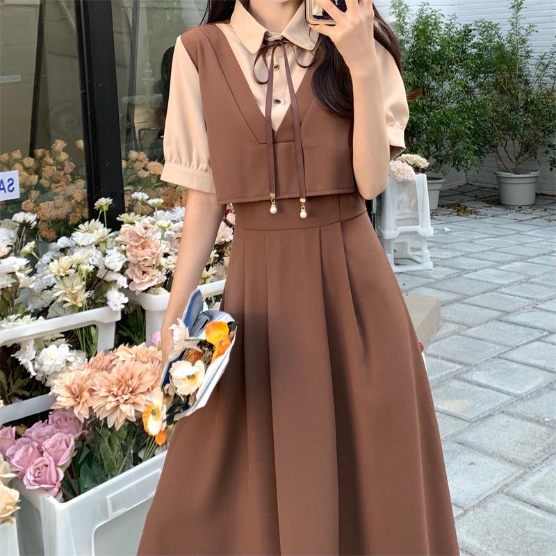 Váy Mùa Hè Cho Nữ, Phong Cách Preppy Trẻ Trung, Váy Nữ Thường Ngày Váy Dự Tiệc, Váy Phong Cách Preppy, Thiết Kế Chắp Vá, Bó Sát, Giấu Bánh, Thích Hợp Cho Váy Nữ 3