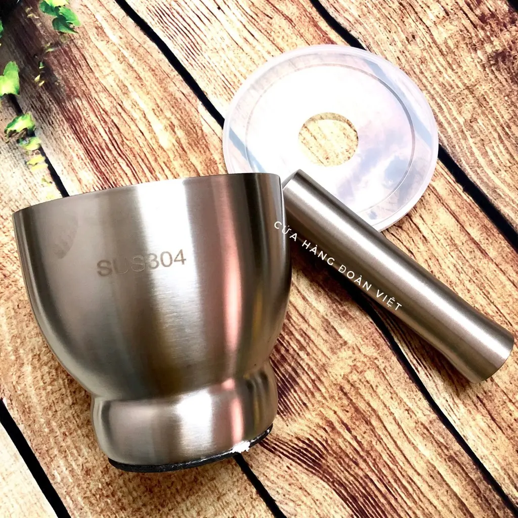 DV- Bộ Cối Chày Inox SUS 304. Cối chày inox dày, dế chống trượt.