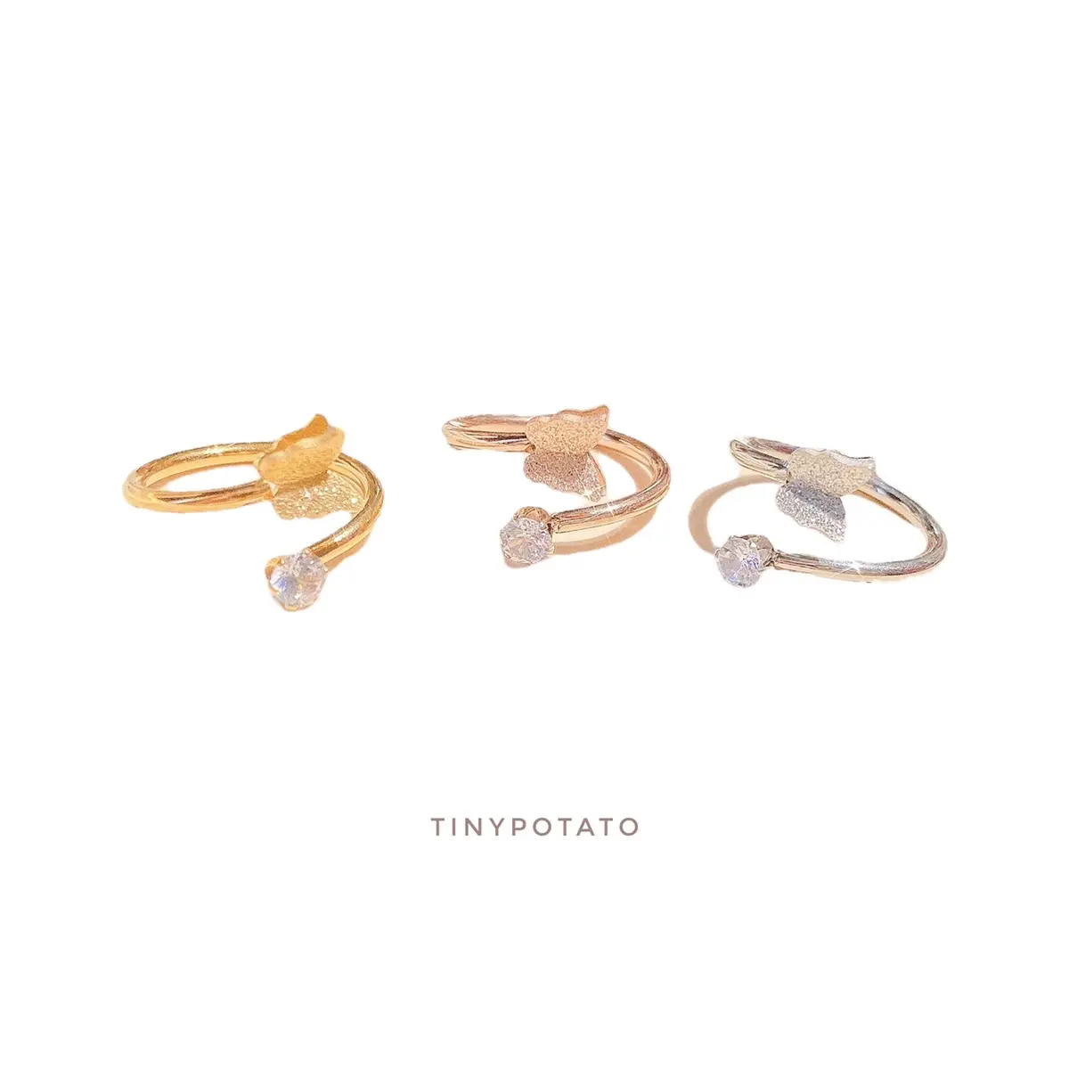 TinyPotato • CIELA Ring • Cincin Kupu Kristal Anti Karat