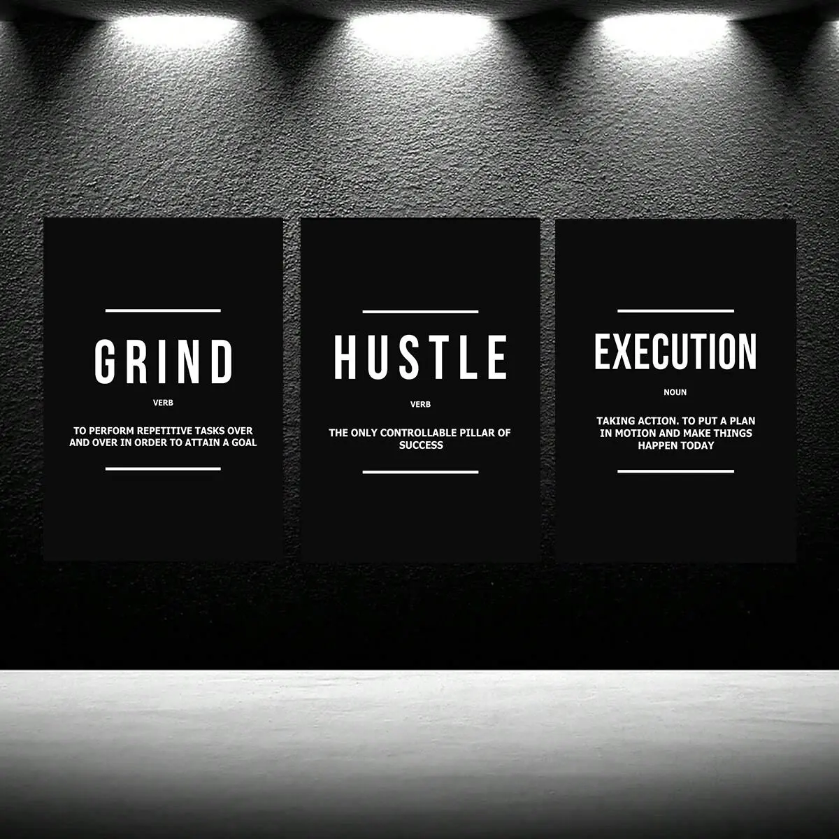 Unframed Modern Art Poster, 3 Counts/set Motivational Grind Hustle Success Inspirational Quotes Canvas Wall Art, Office Decor, Entrepreneur Gifts