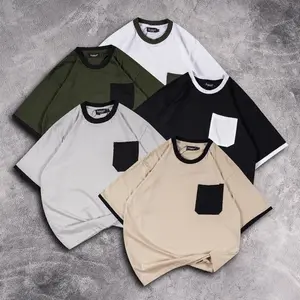 T-shirt Oversized Saku Pocket List Motif Distro Combed Sablon