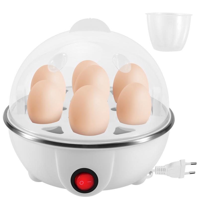 Electric Boiled Egg Cooker Boiler Maker Rapid Heating Stainless Steel Steamer Pan Cooking Tool,White EU Plug 1