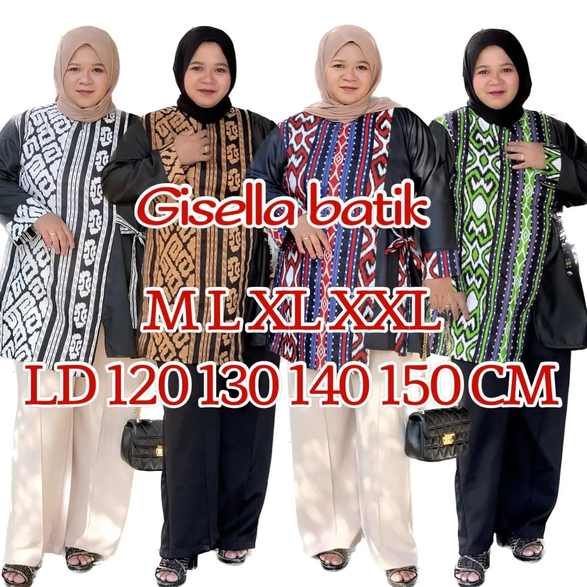 BAJU BATIK BIG SIZE JUMBO WANITA BAHAN KATUN LD 120 130 140 CM BATIK KANTOR Atasan Motif Seragam Kerja Toyobo