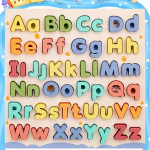 Geetoy 30cm Huruf Besar Dan Kecil Puzzle Kayu Papan Alfabet Piring Kata Mainan Pendidikan Dini