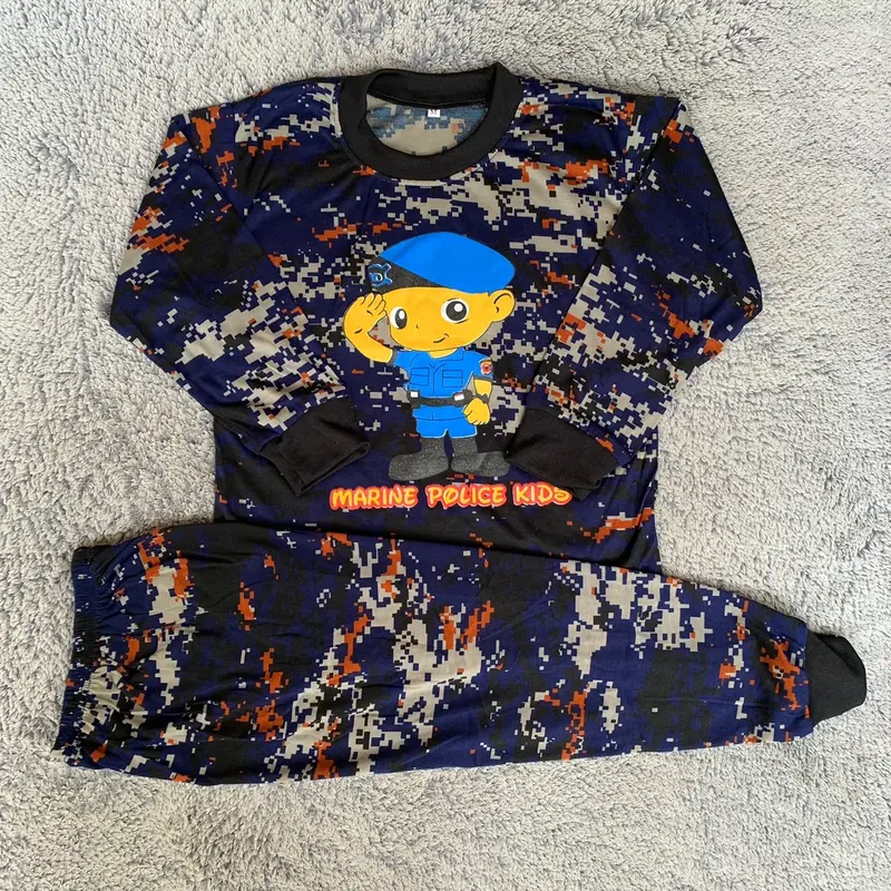 Setelan kaos anak lengan panjang loreng police kids - Baju setelan kids army unisex Bordir Fashion Celana 2
