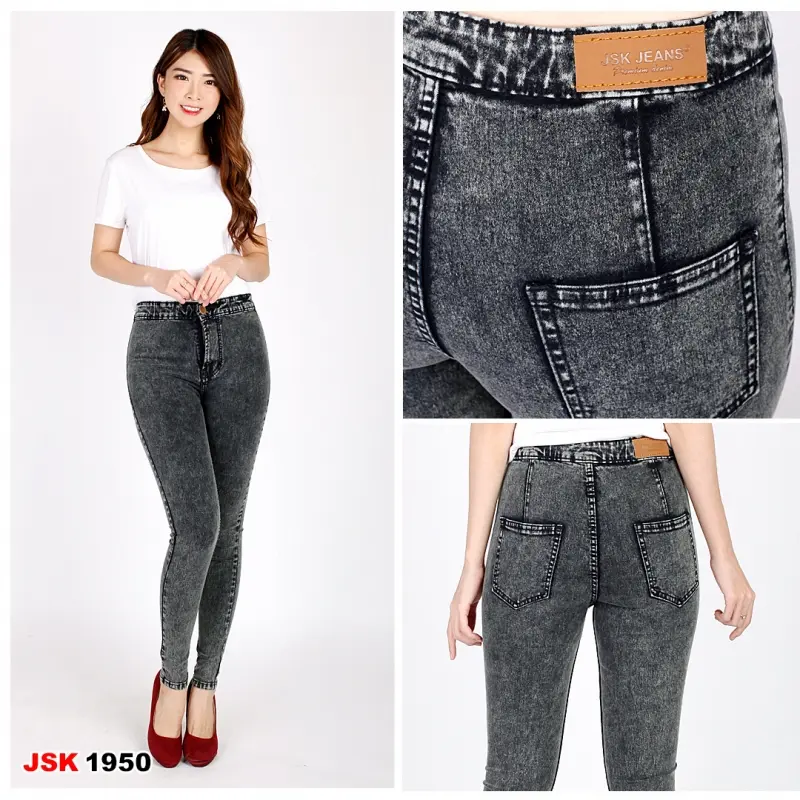 Celana Panjang Highwaist Skinny Jeans Wanita Denim JUMBO BIG SIZE/Highwaist Jeans JUMBO Snow Black