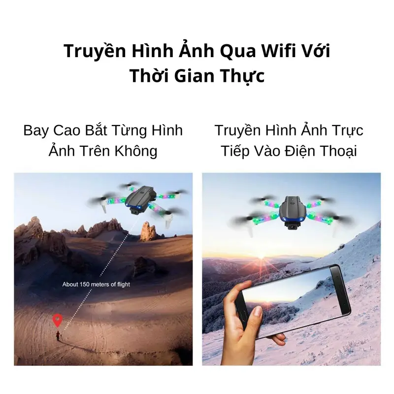 Máy bay điều khiển từ xa E100 Max, Flycam giá rẻ, Flaycam Cảm Biến Chống Va Chạm, Drone mini 7