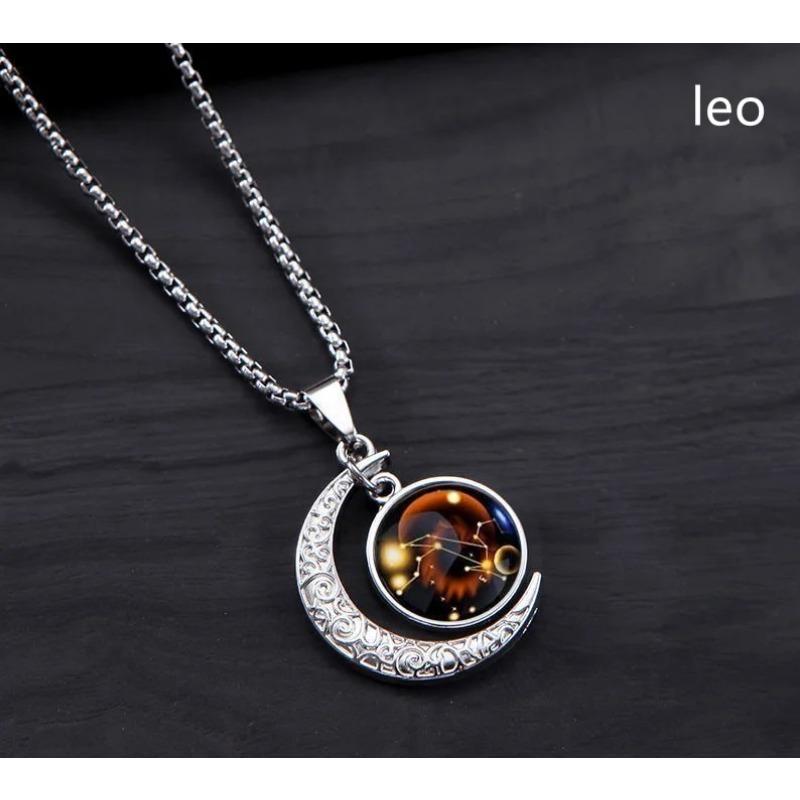 Vòng Cổ Dạ Quang 12 Chòm Sao, Đồ Trang Sức Ký Hiệu Hoàng Đạo, Mặt Dây Chuyền Mặt Trăng Lưỡi Liềm, Phát Sáng Trong Bóng Tối, Vòng Cổ, Unisex, Quà Tặng Sinh Nhật, 1 Chiếc 8