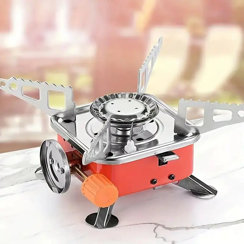 Portable Windproof Camping Stove, Foldable Design Stainless Steel Camping Stove, Outdoor Kitchenware for Campers & Outdoor Enthusiasts 0