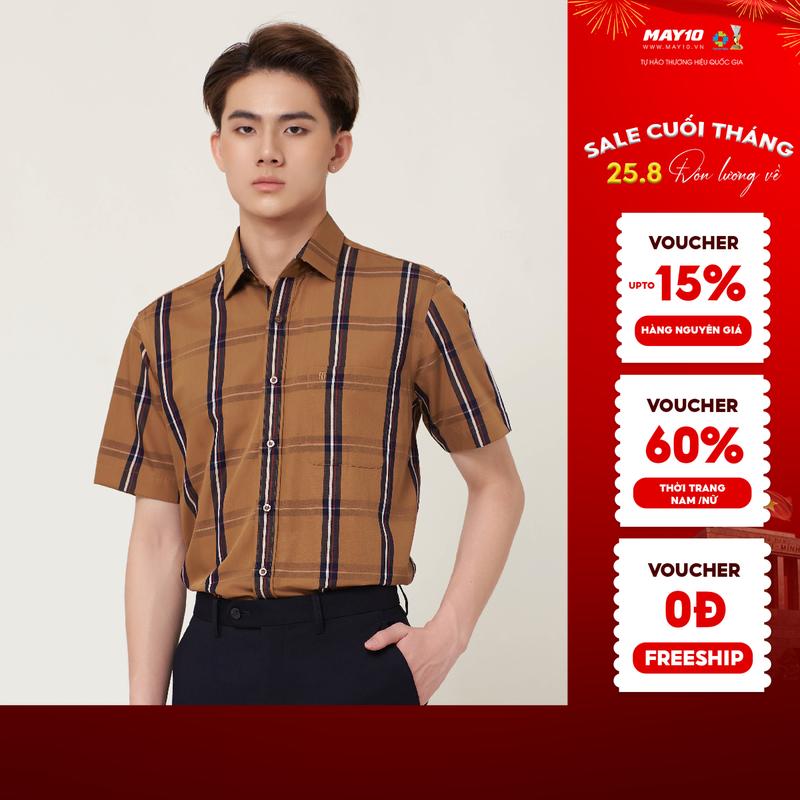 Sơ mi nam BAMBOO cộc tay May 10 010123014 - #AK281 form Regularfit 108B