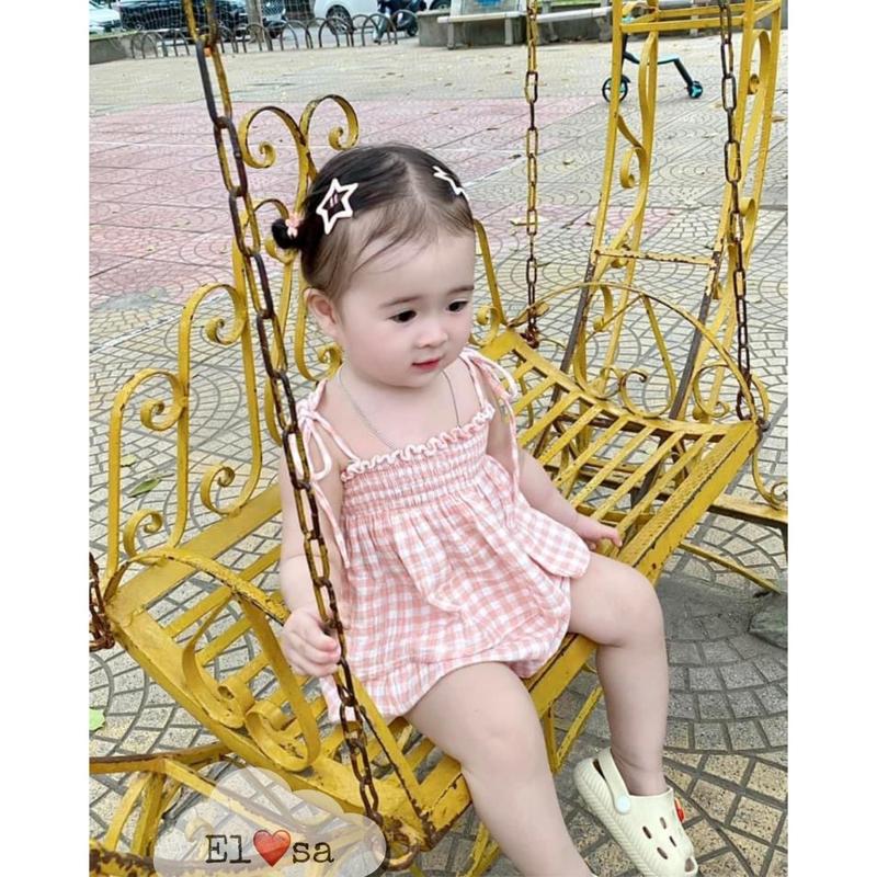 Quần Áo Bé Gái - BỘ 2 DÂY CARO VẢI THÔ ĐŨI  Siêu Xinh cho bé gái 1 - 5 Tuổi