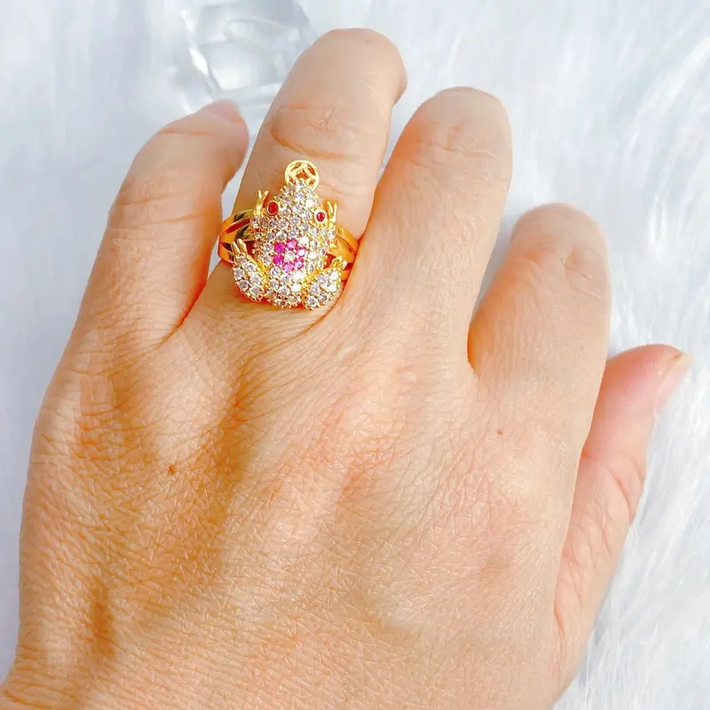 Nhẫn nữ  kim tiền  cóc ngậm tiền mạ vàng 24k không gỉ 8