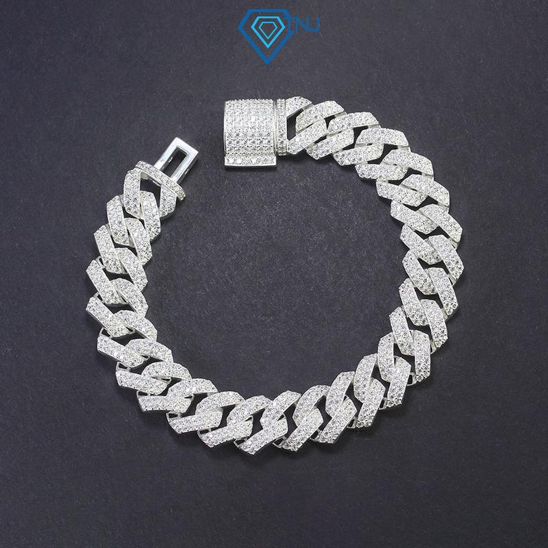 Lắc tay cuban bạc nam đính đá bản 10mm cao cấp LTA0172 - Trang Sức TNJ