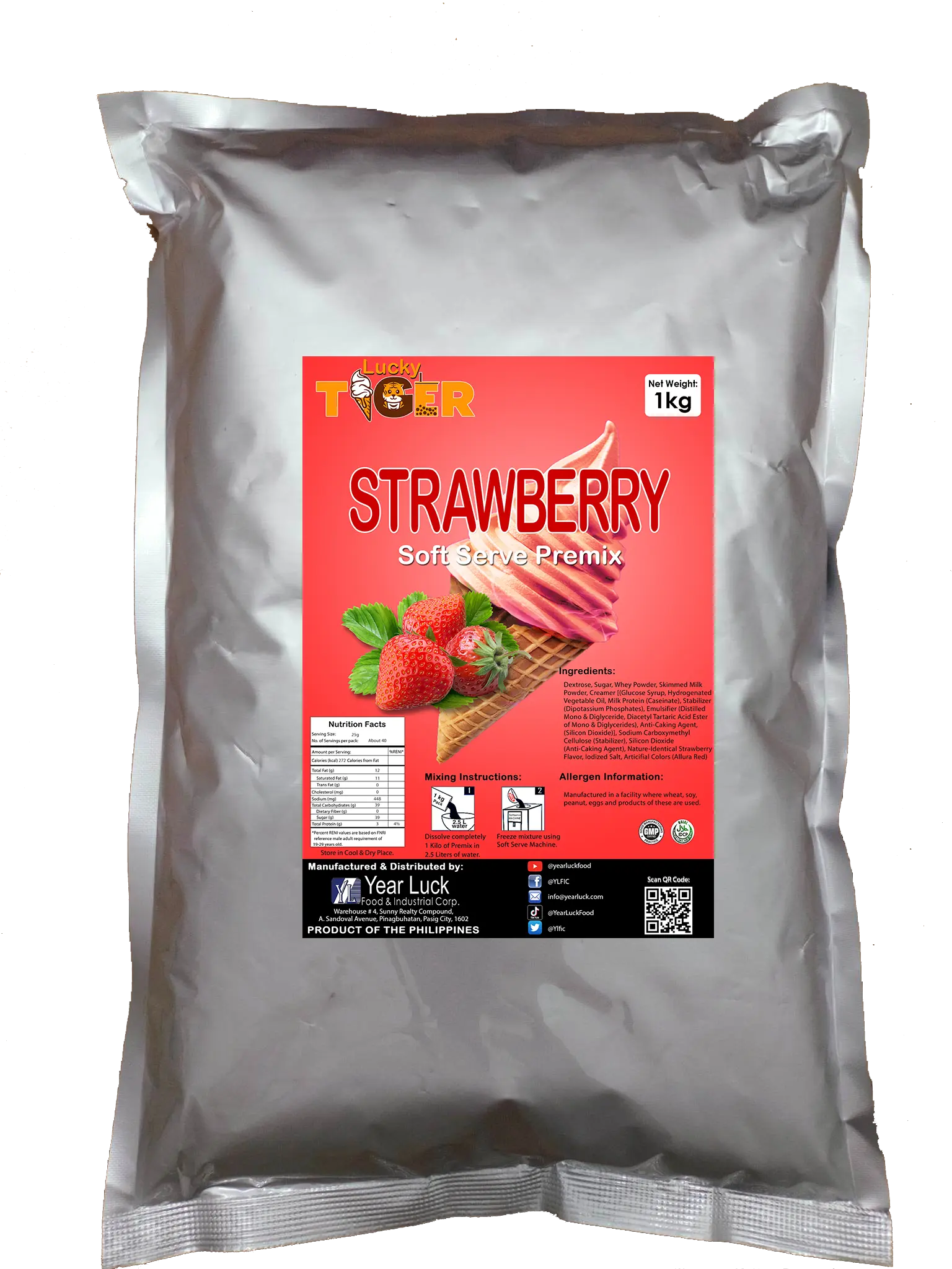 LUCKY TIGER Soft Serve Powder Premix Strawberry