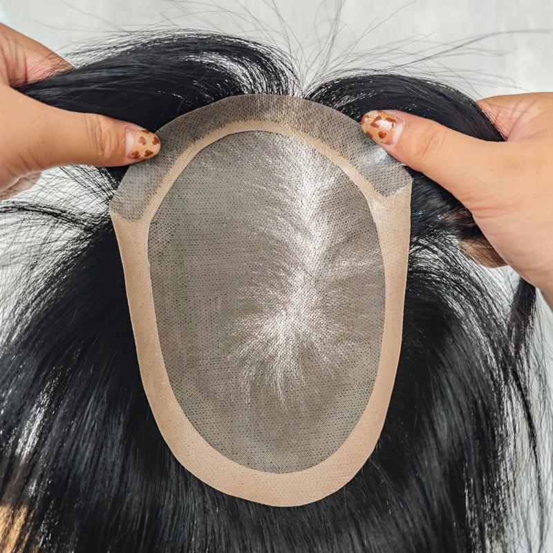 Tóc Giả Tóc Người, Chất Liệu Lưới, Trông Tự Nhiên, Kiểu Thẳng, Không Nút Thắt, Tóc Người Remy, Thích Hợp Cho Nam Giới, Tóc Giả, Nút Thắt Vô Hình Đế Lụa, 3 # Kiểu Lưới, 100% Tóc Người